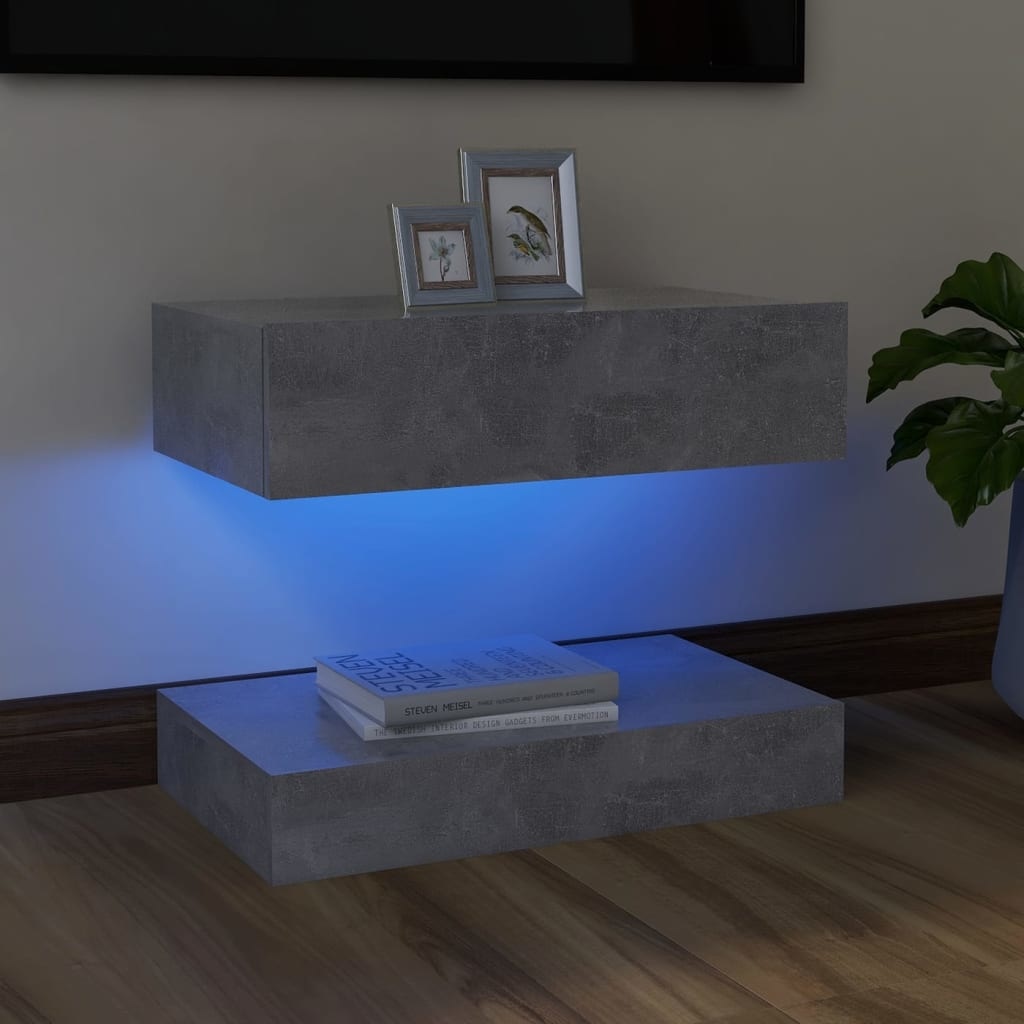 Tv-meubel met LED-verlichting 60x35 cm betongrijs