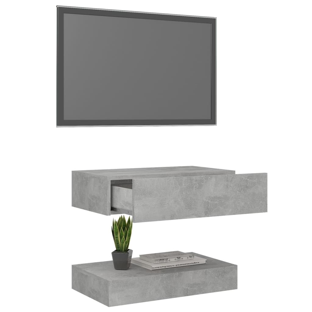 Tv-meubel met LED-verlichting 60x35 cm betongrijs