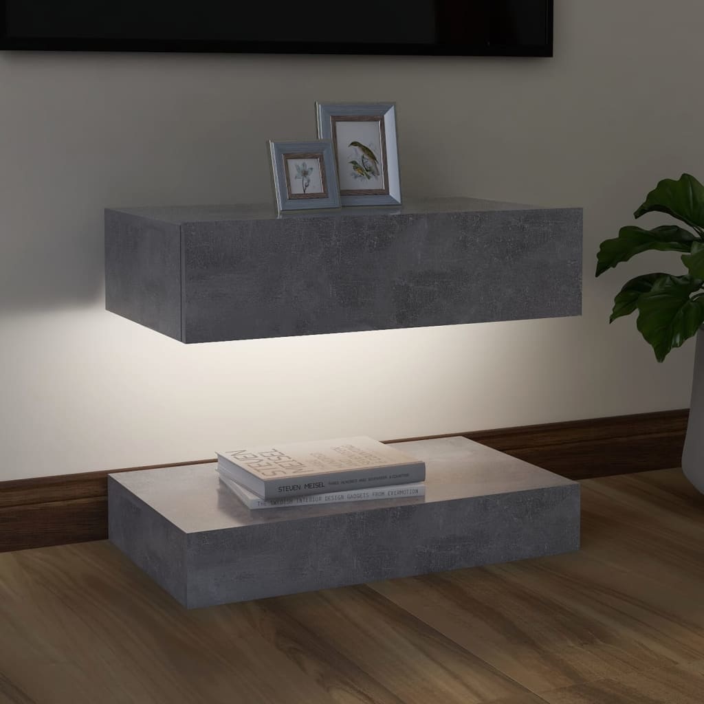 Tv-meubel met LED-verlichting 60x35 cm betongrijs