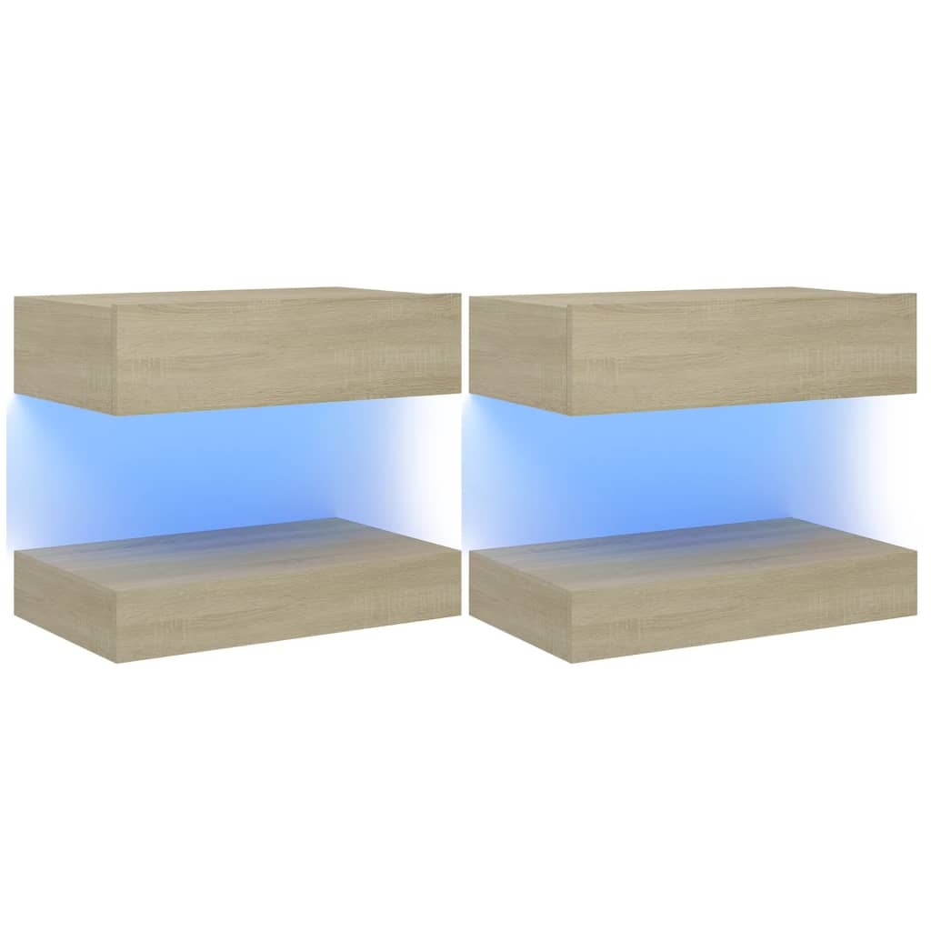 Tv-meubelen 2 st met LED-verlichting 60x35 cm sonoma eikenkleurig