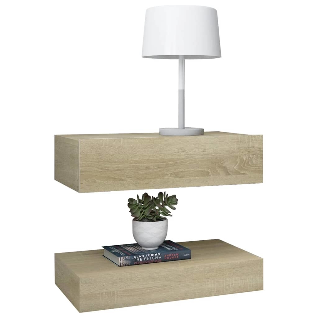 Tv-meubelen 2 st met LED-verlichting 60x35 cm sonoma eikenkleurig