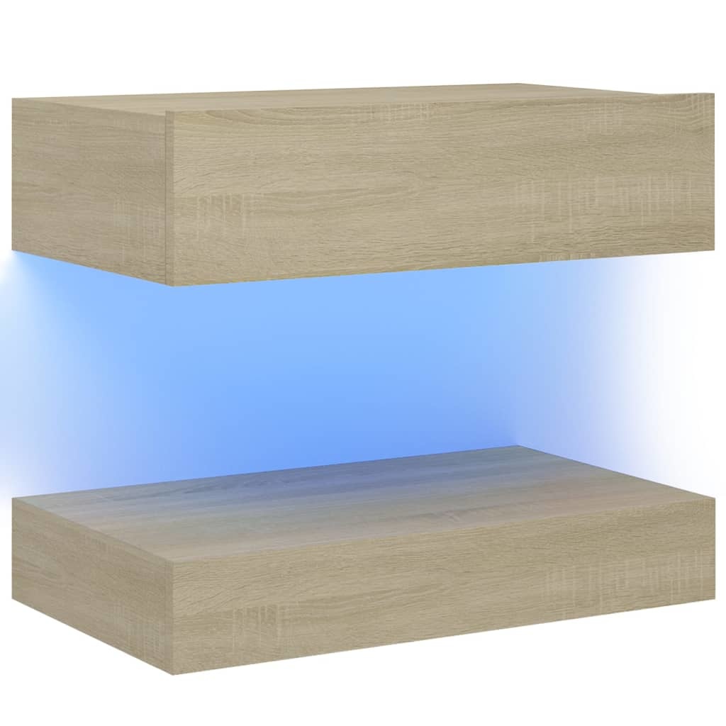 Tv-meubel met LED-verlichting 60x35 cm sonoma eikenkleurig