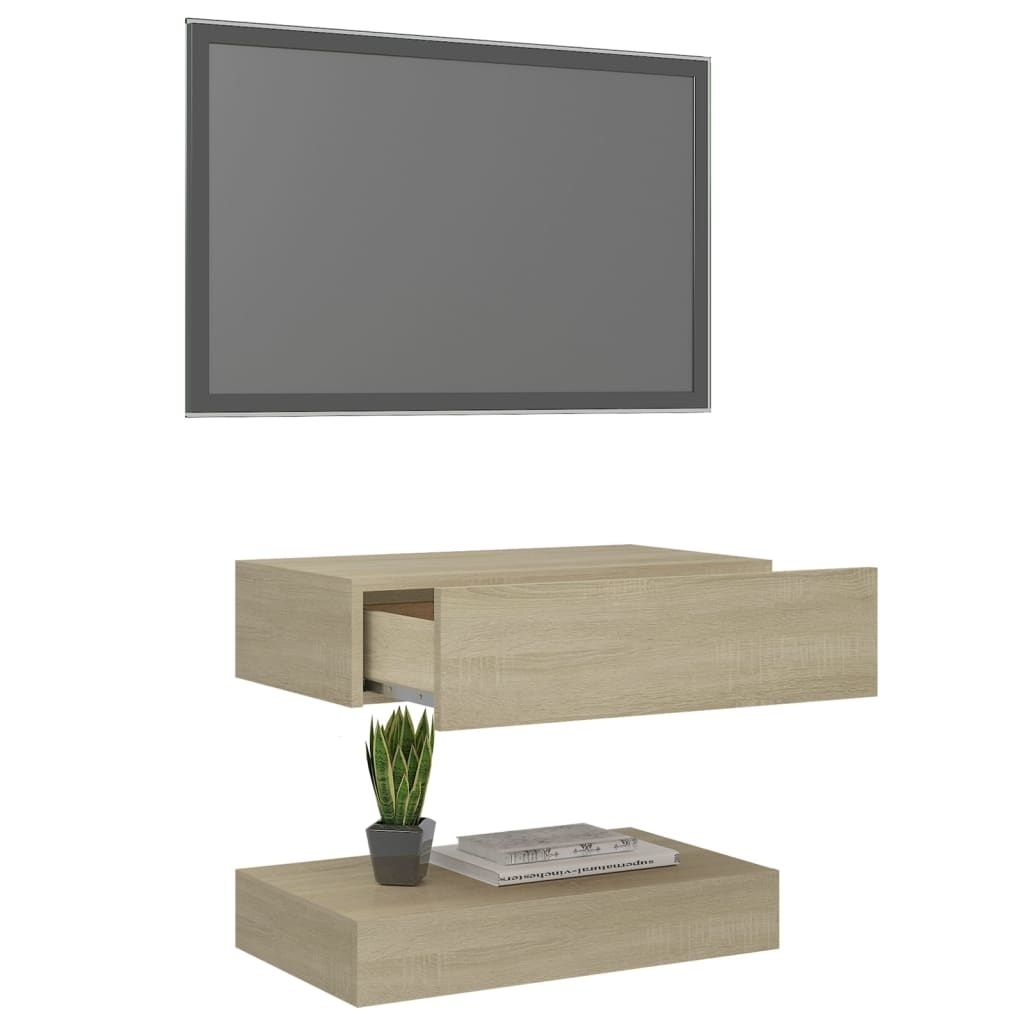 Tv-meubel met LED-verlichting 60x35 cm sonoma eikenkleurig