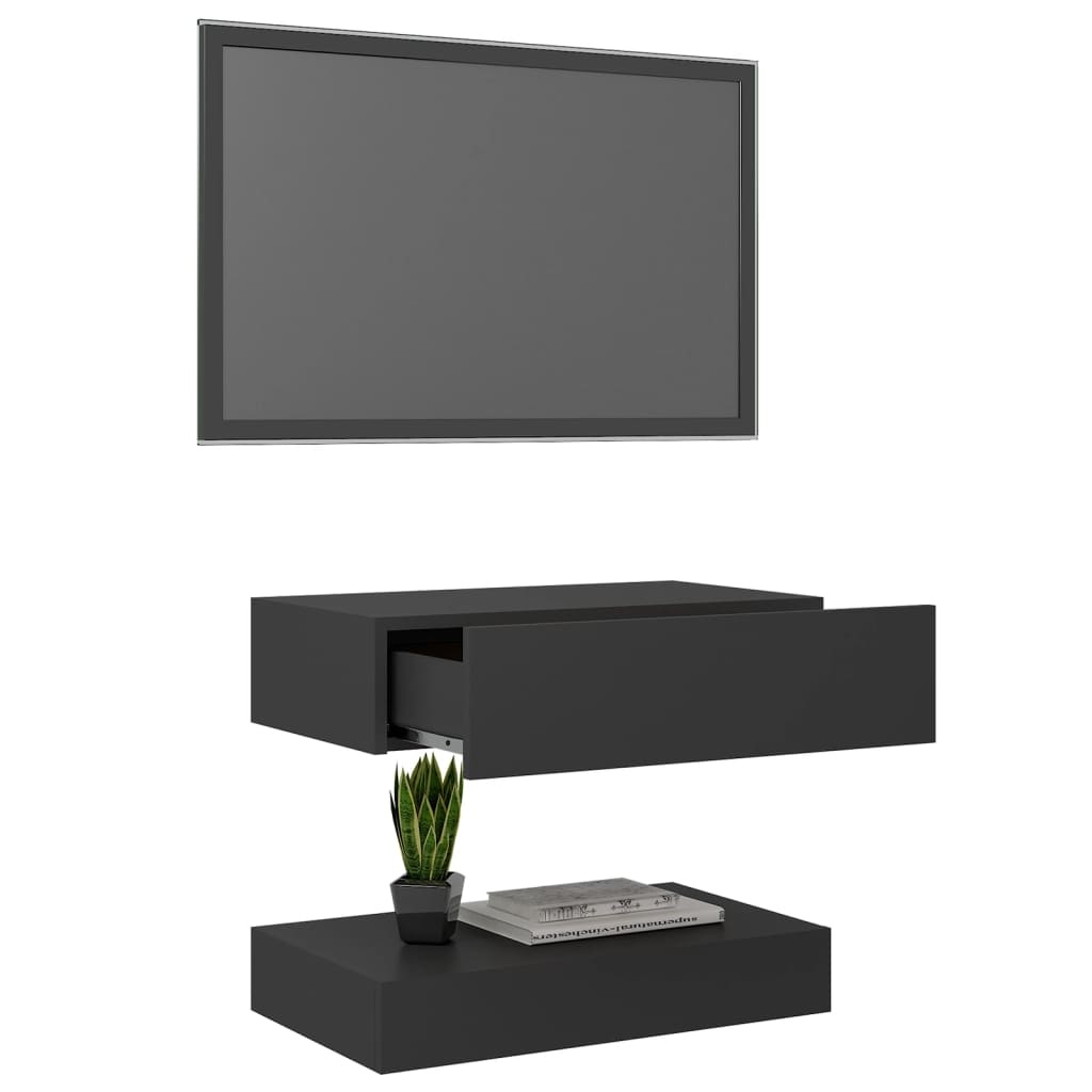Tv-meubel met LED-verlichting 60x35 cm grijs