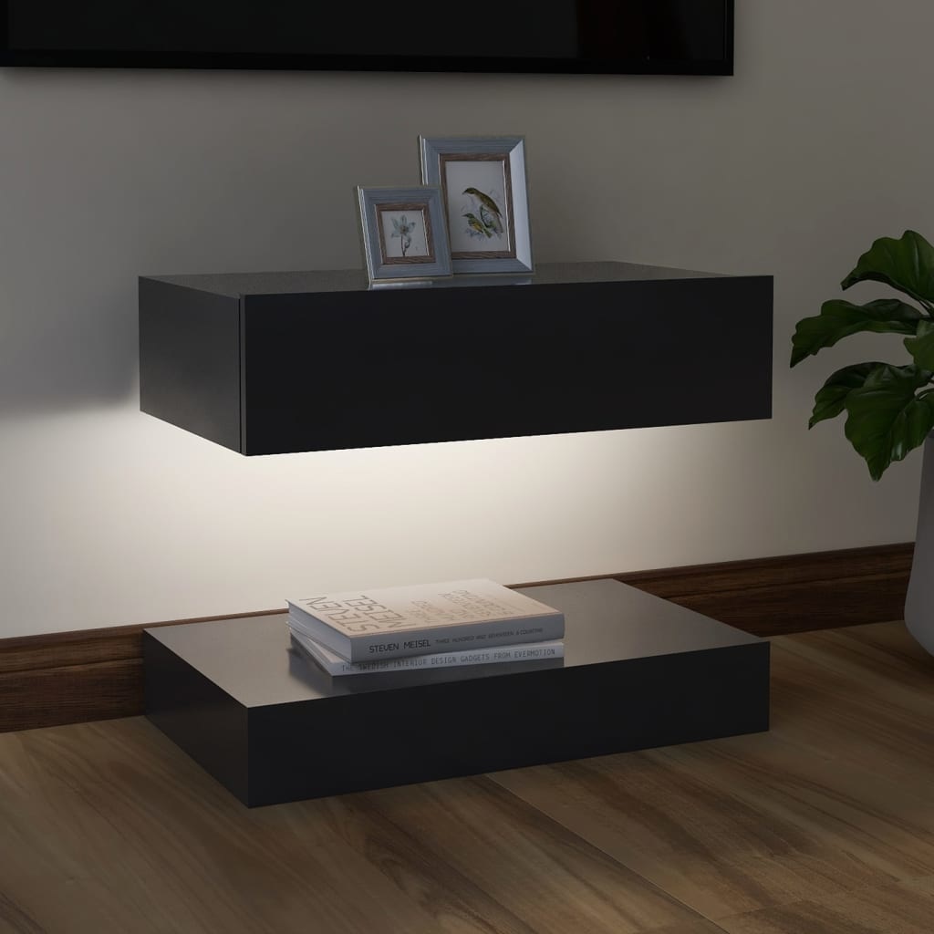 Tv-meubel met LED-verlichting 60x35 cm grijs