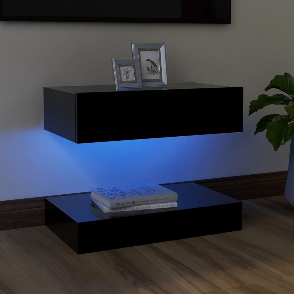 Tv-meubel met LED-verlichting 60x35 cm zwart