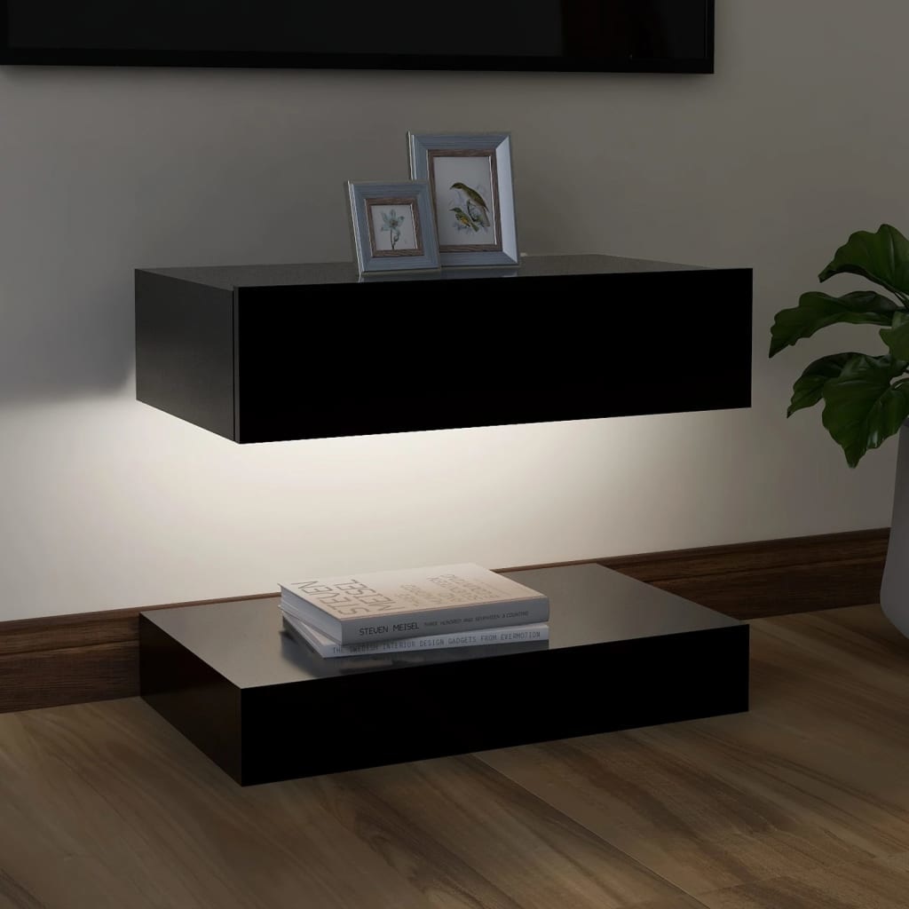 Tv-meubel met LED-verlichting 60x35 cm zwart
