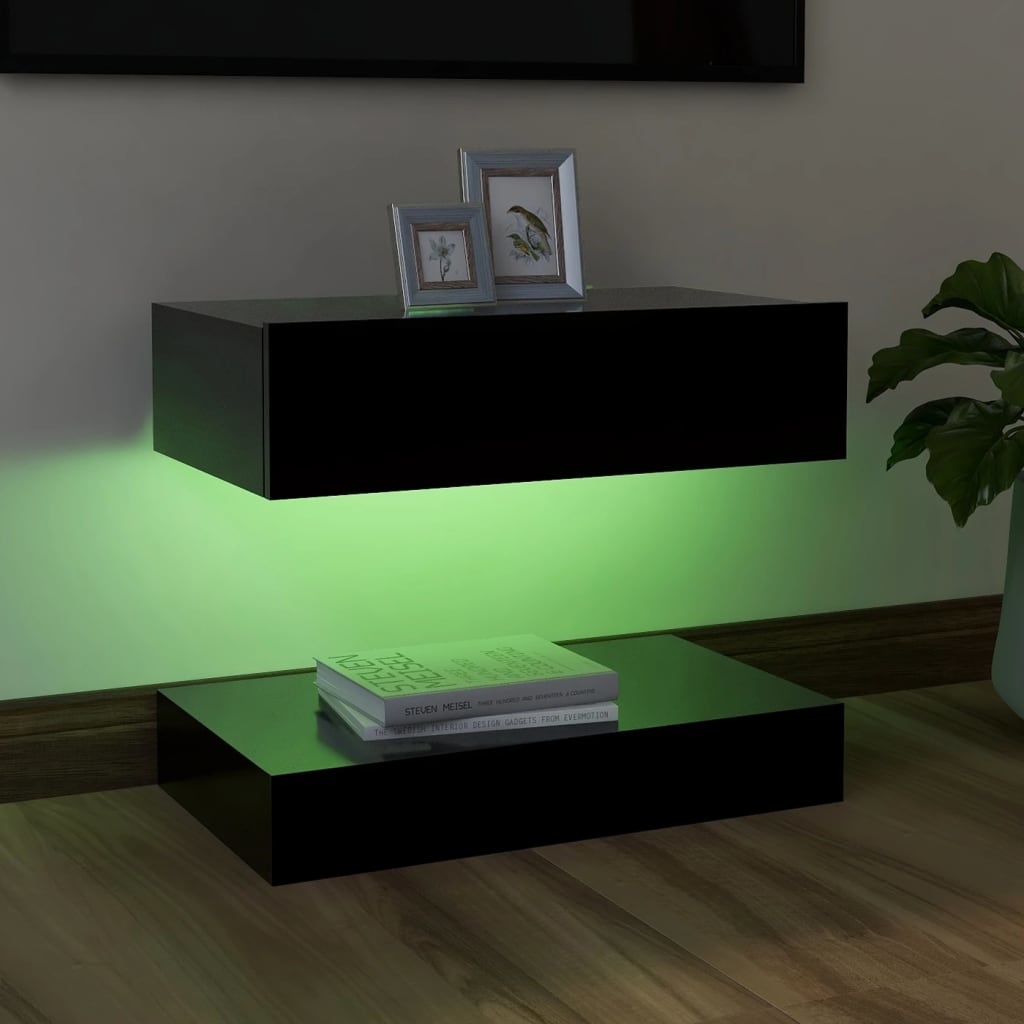Tv-meubel met LED-verlichting 60x35 cm zwart
