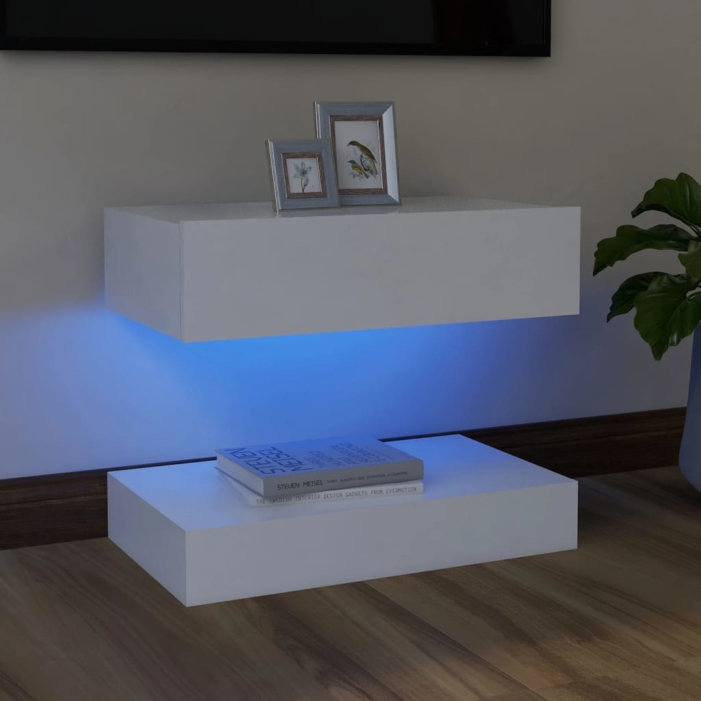 Tv-meubel met LED-verlichting 60x35 cm wit