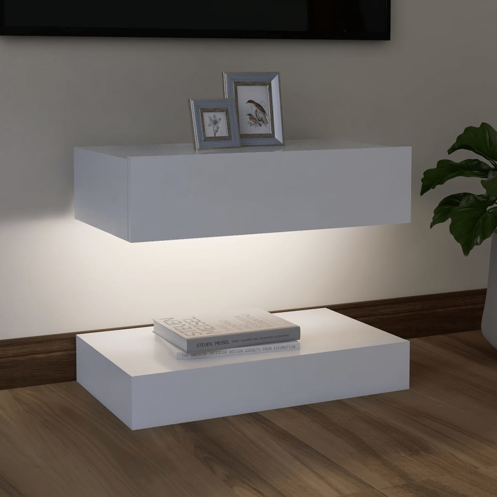 Tv-meubel met LED-verlichting 60x35 cm wit