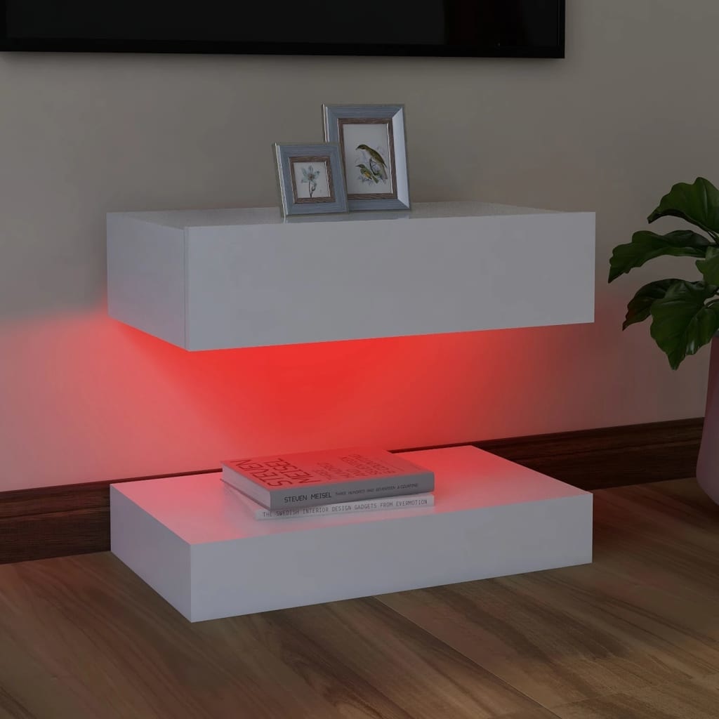 Tv-meubel met LED-verlichting 60x35 cm wit