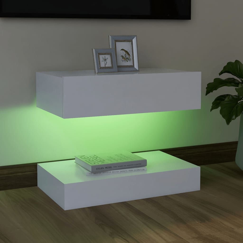 Tv-meubel met LED-verlichting 60x35 cm wit