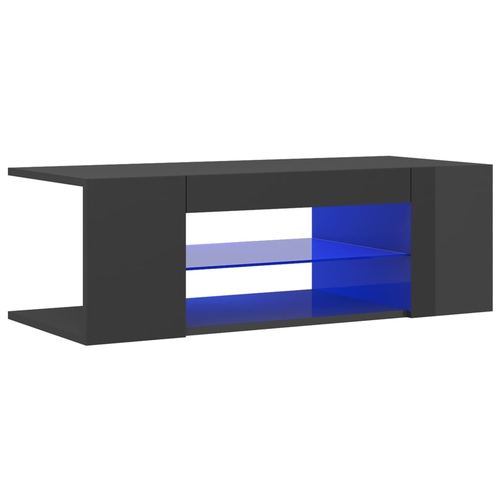 Tv-meubel met LED-verlichting 90x39x30 cm hoogglans grijs