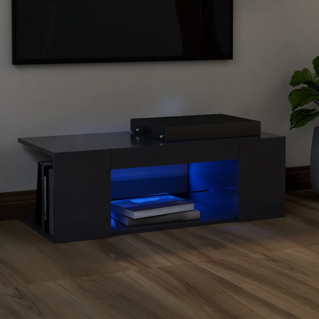 Tv-meubel met LED-verlichting 90x39x30 cm grijs