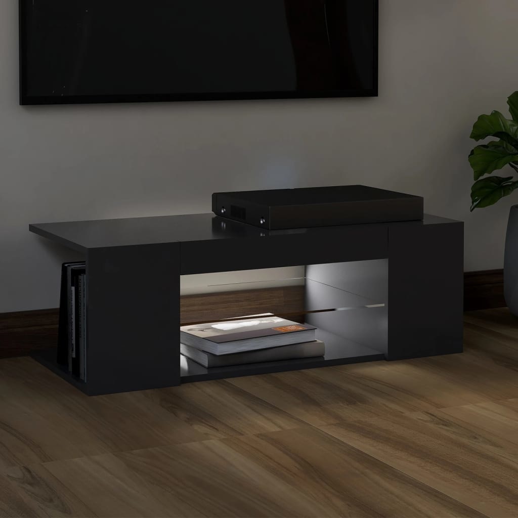 Tv-meubel met LED-verlichting 90x39x30 cm grijs