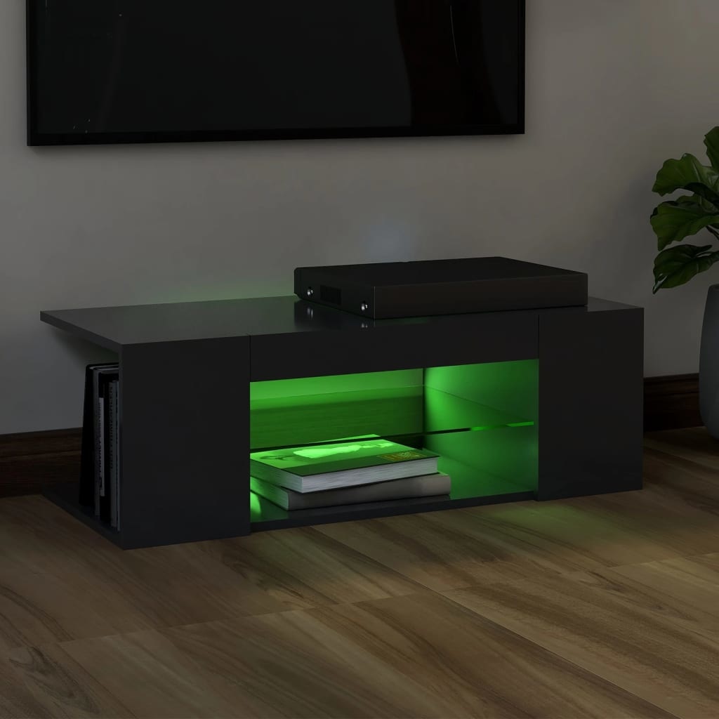 Tv-meubel met LED-verlichting 90x39x30 cm grijs