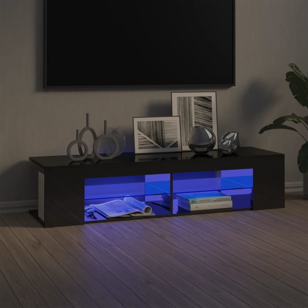 Tv-meubel met LED-verlichting 135x39x30 cm hoogglans grijs