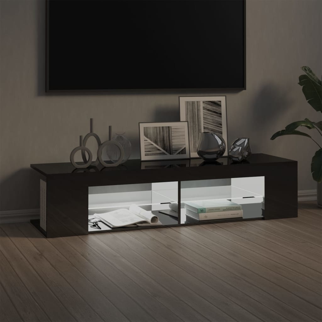 Tv-meubel met LED-verlichting 135x39x30 cm hoogglans grijs