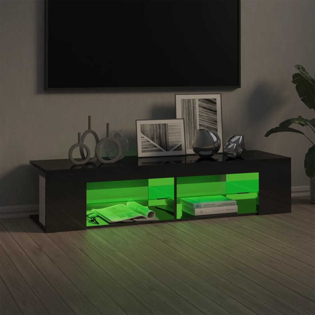 Tv-meubel met LED-verlichting 135x39x30 cm hoogglans grijs