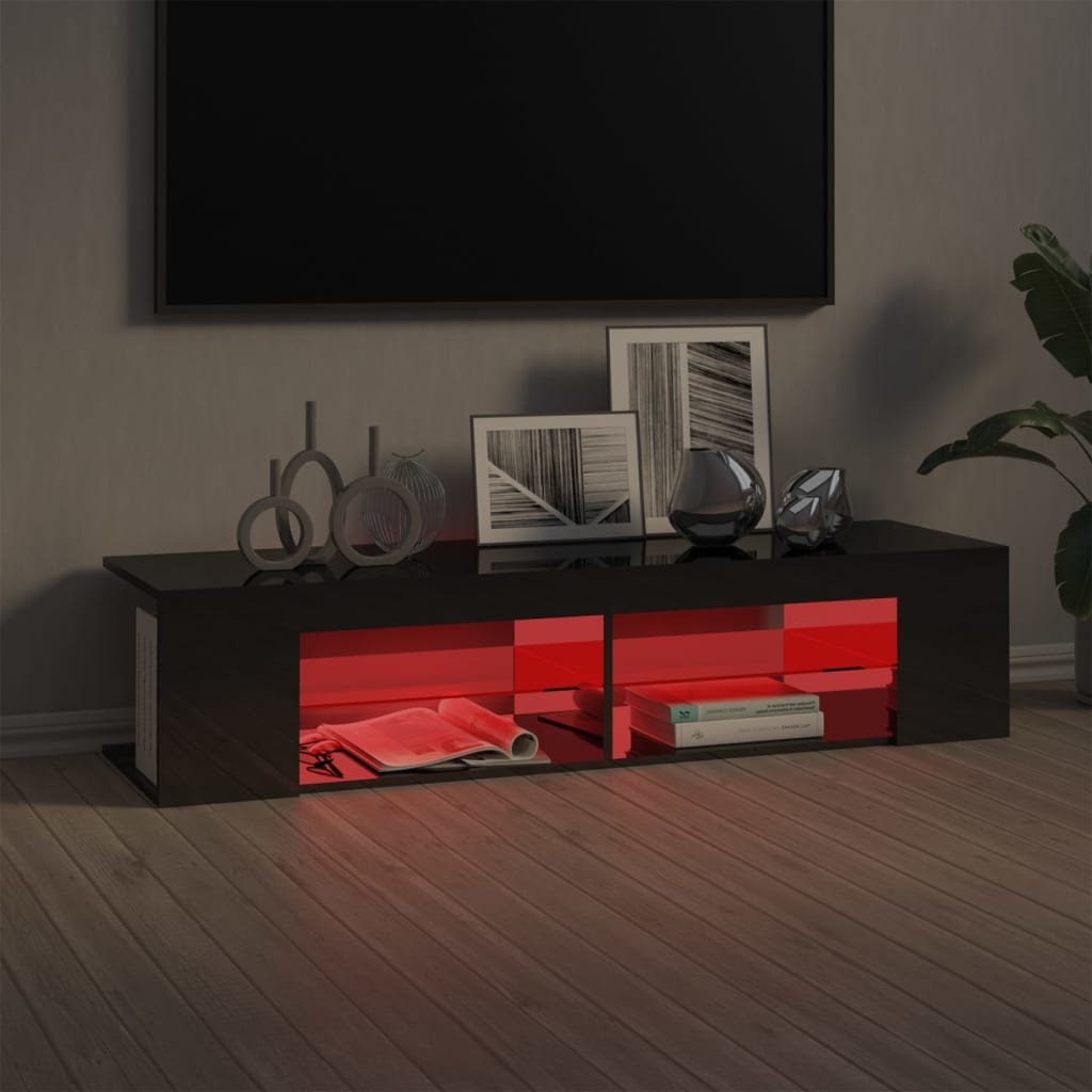 Tv-meubel met LED-verlichting 135x39x30 cm hoogglans grijs