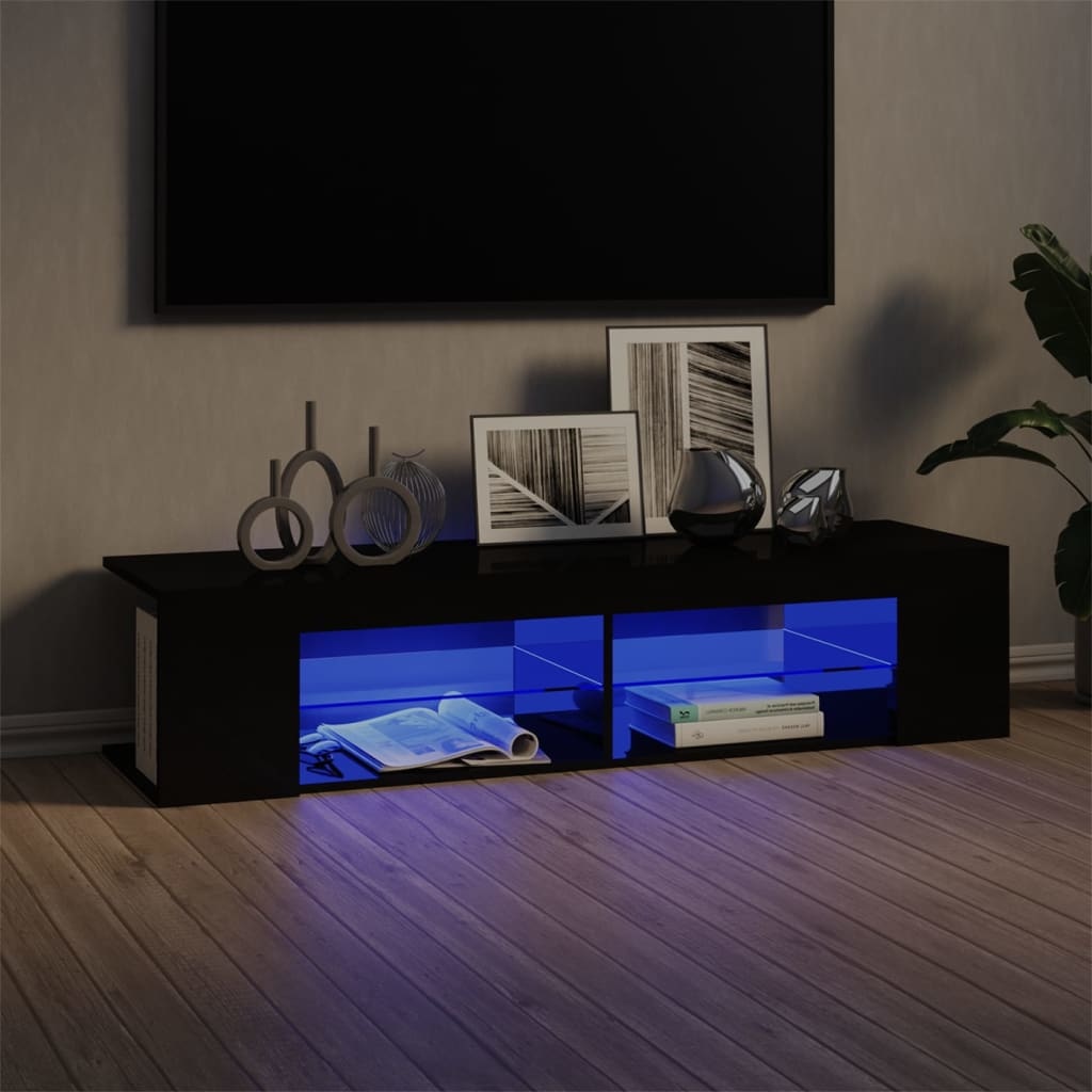 Tv-meubel met LED-verlichting 135x39x30 cm hoogglans zwart