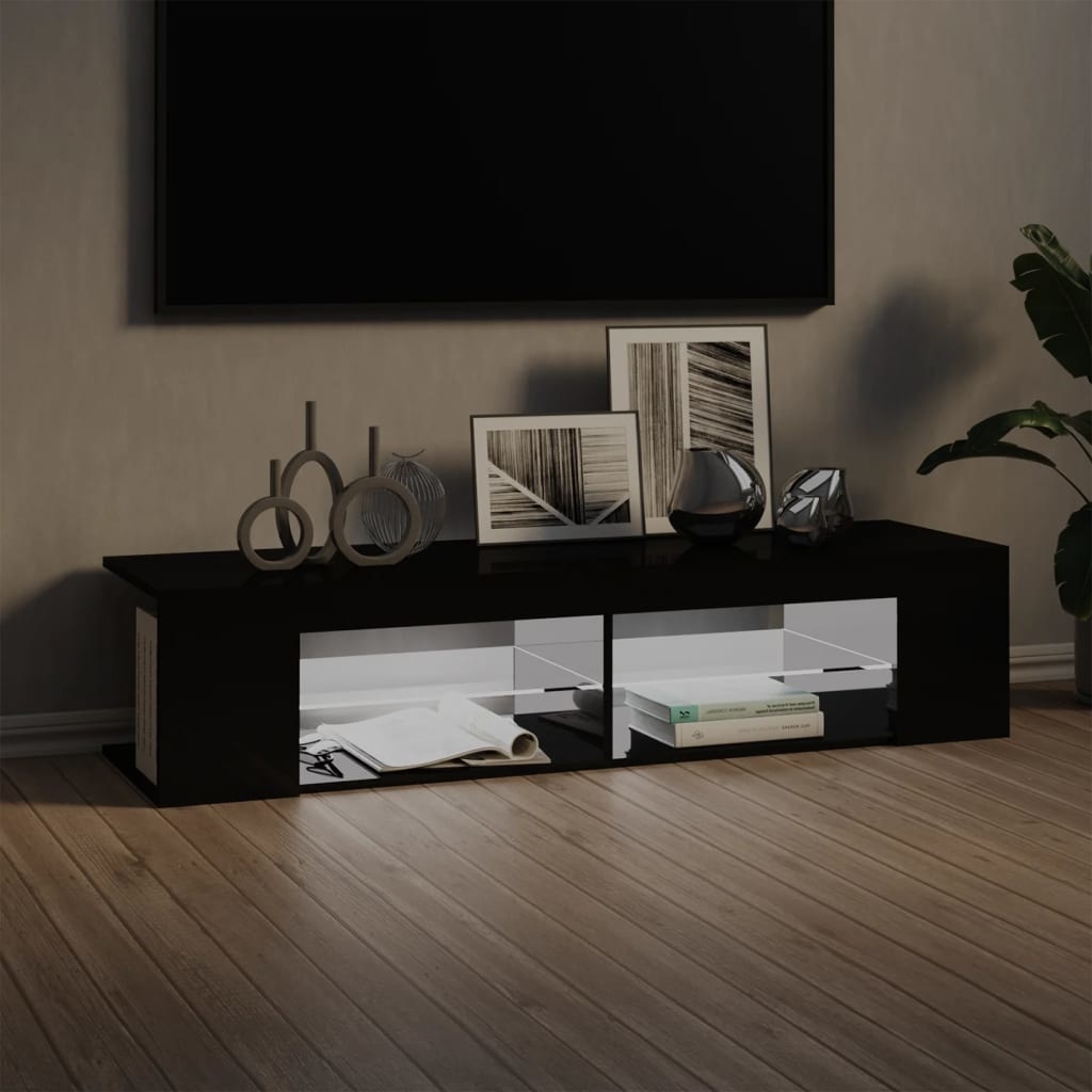 Tv-meubel met LED-verlichting 135x39x30 cm hoogglans zwart