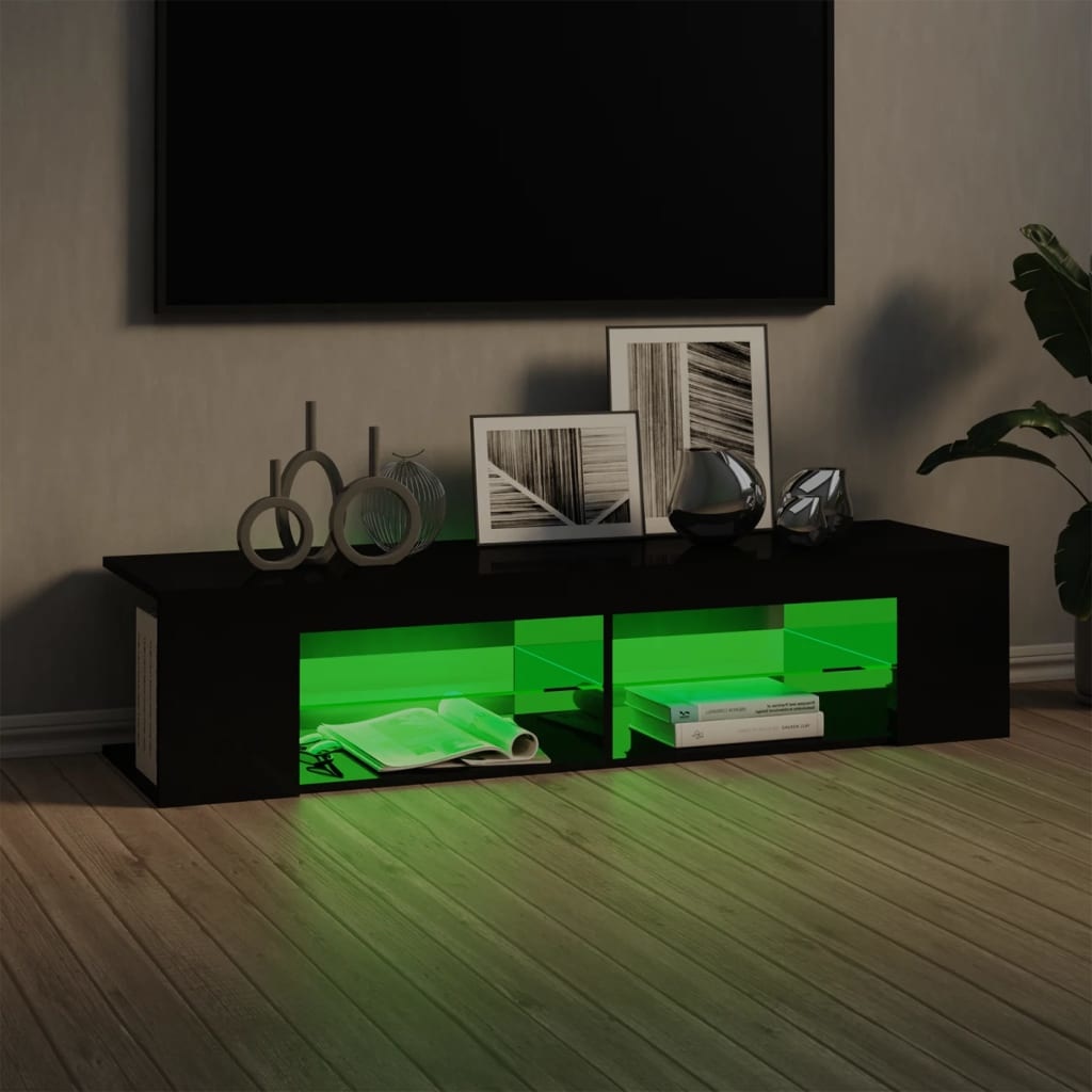 Tv-meubel met LED-verlichting 135x39x30 cm hoogglans zwart