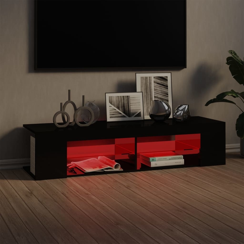 Tv-meubel met LED-verlichting 135x39x30 cm hoogglans zwart