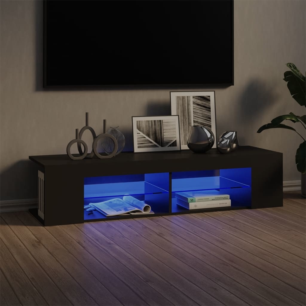 Tv-meubel met LED-verlichting 135x39x30 cm grijs