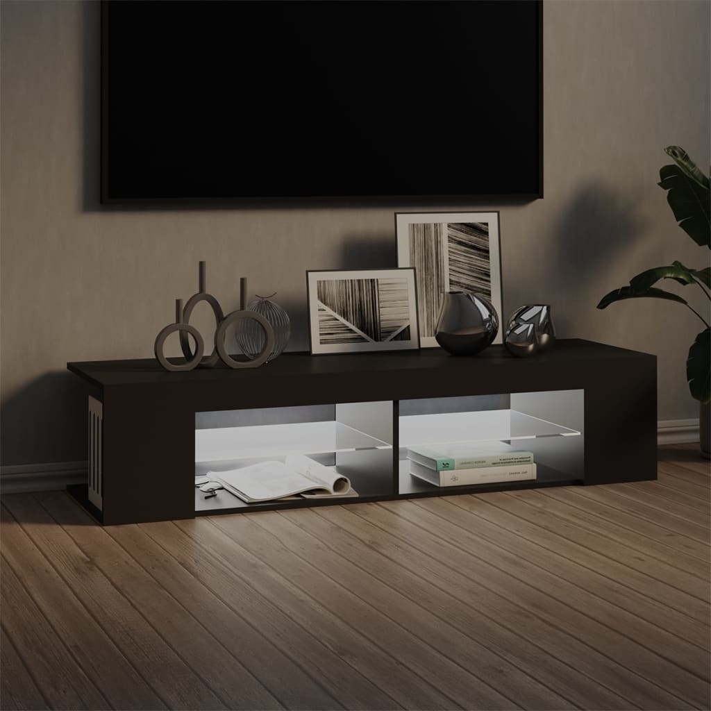 Tv-meubel met LED-verlichting 135x39x30 cm grijs