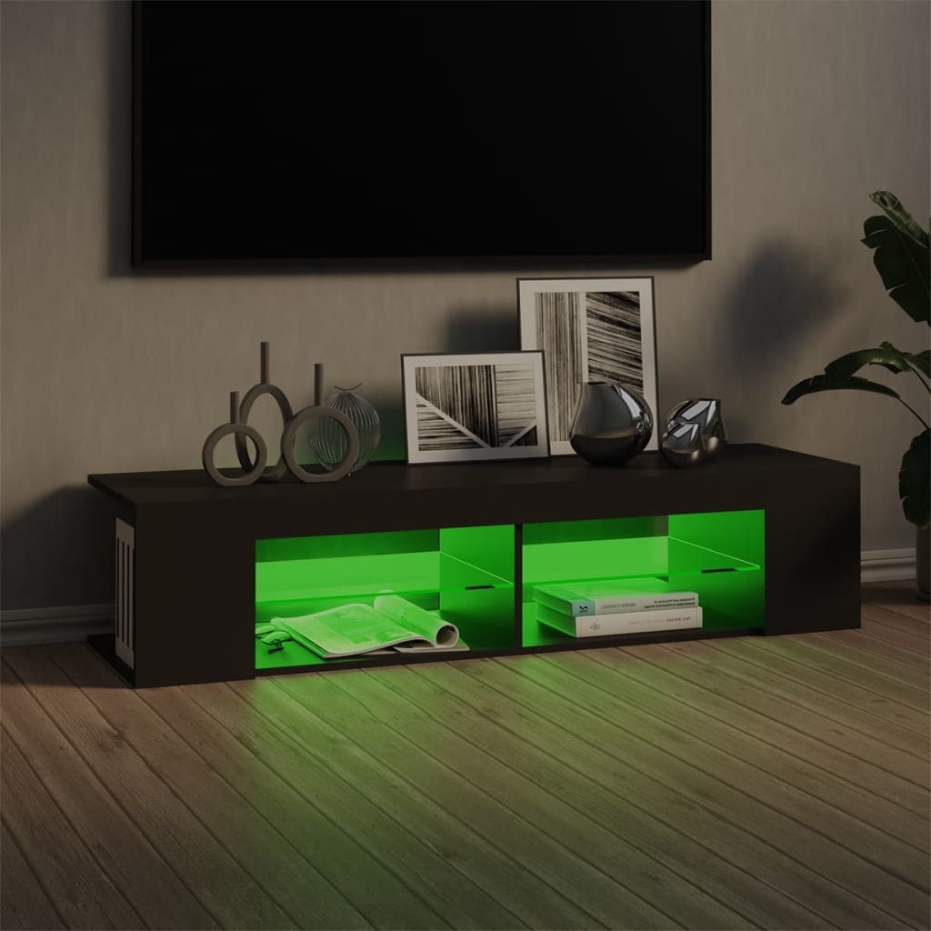 Tv-meubel met LED-verlichting 135x39x30 cm grijs