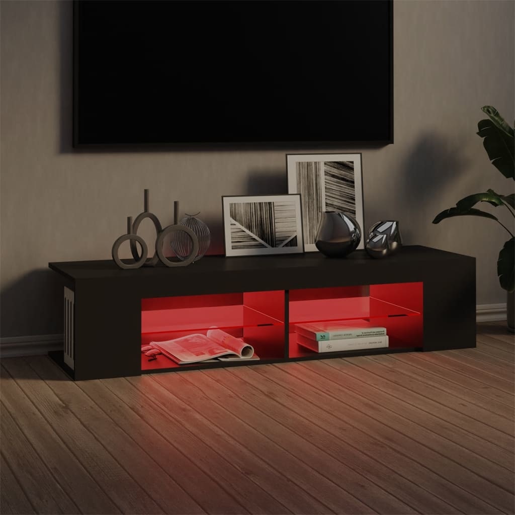 Tv-meubel met LED-verlichting 135x39x30 cm grijs