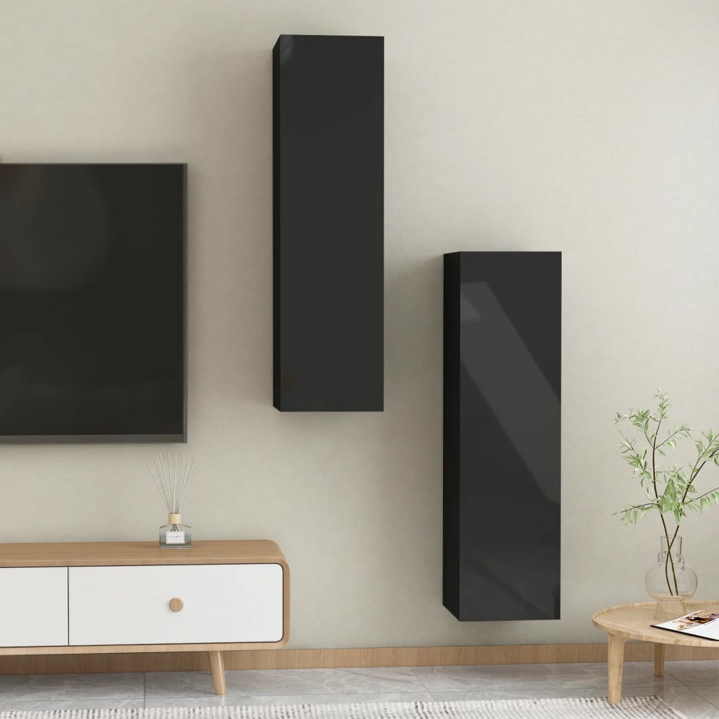 Tv-meubelen 2 st 30,5x30x110 cm spaanplaat hoogglans zwart