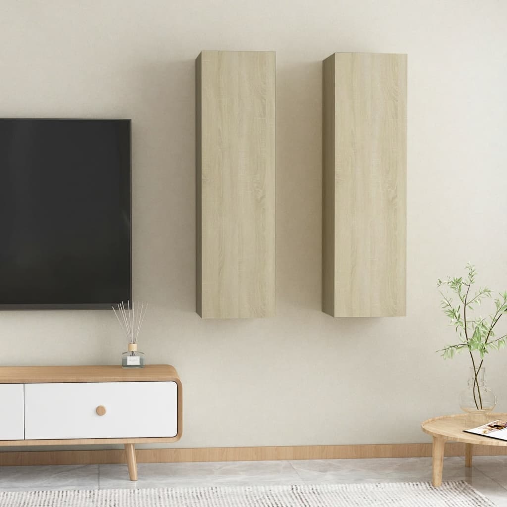 Tv-meubelen 2 st 30,5x30x110cm spaanplaat sonoma eikenkleurig