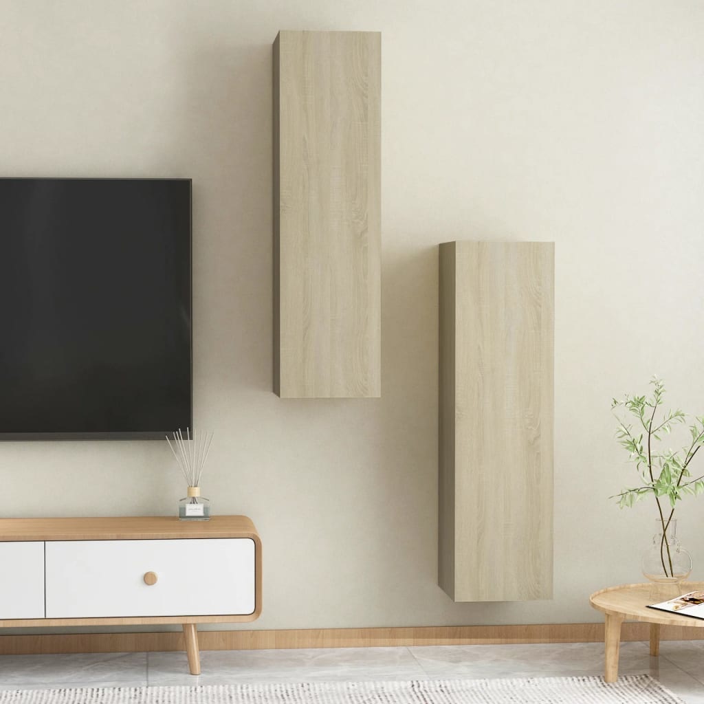 Tv-meubelen 2 st 30,5x30x110cm spaanplaat sonoma eikenkleurig