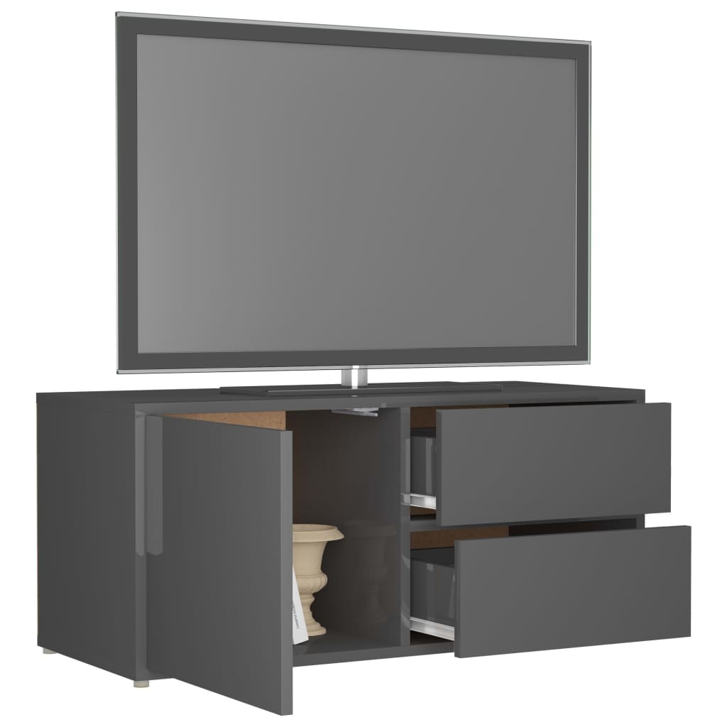 Tv-meubel 80x34x36 cm spaanplaat hoogglans grijs
