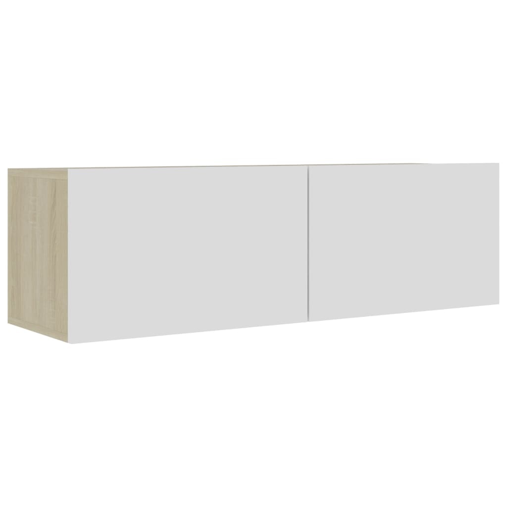 Tv-meubel 100x30x30 cm bewerkt hout wit en sonoma eikenkleurig