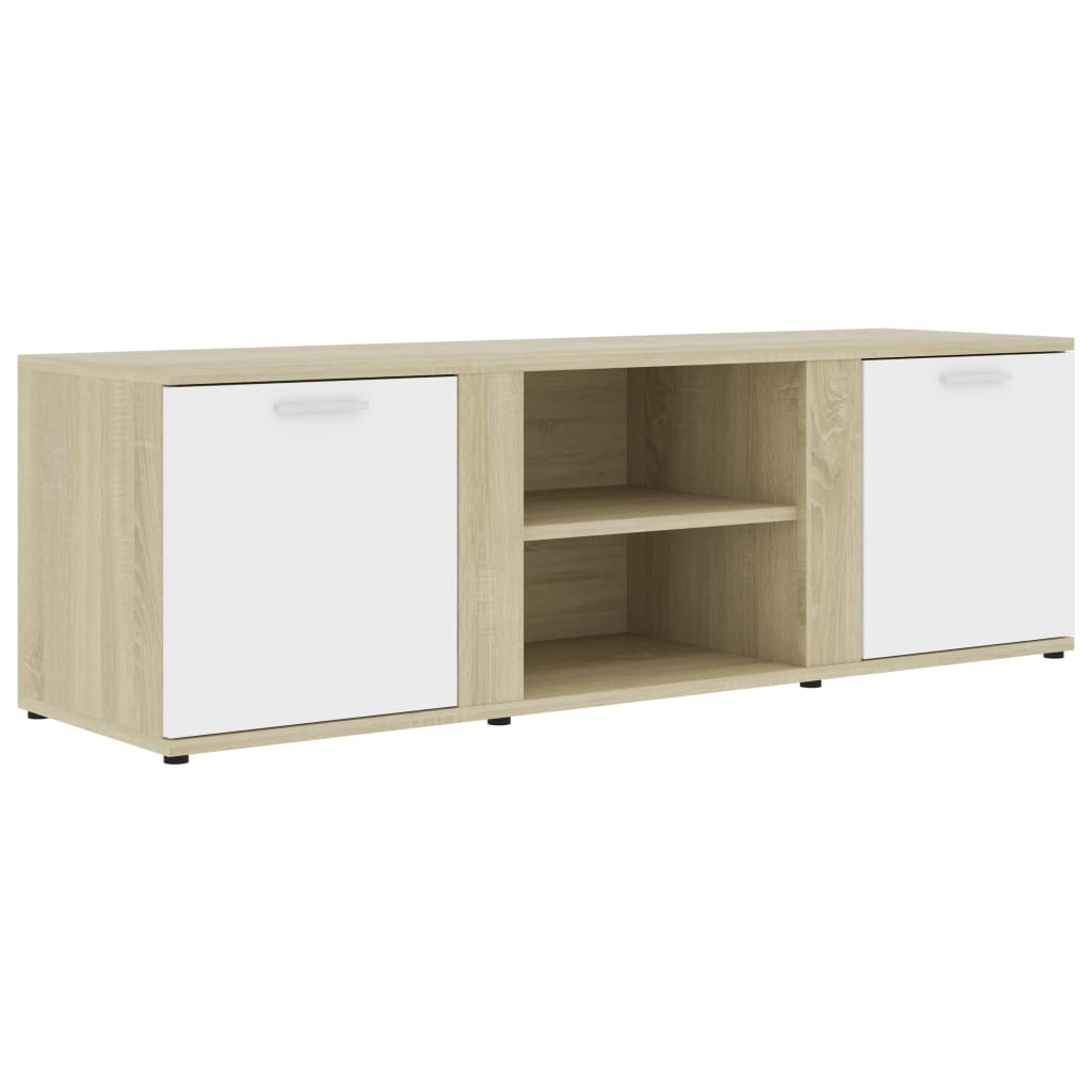 Tv-meubel 120x34x37 cm bewerkt hout wit en sonoma eikenkleurig