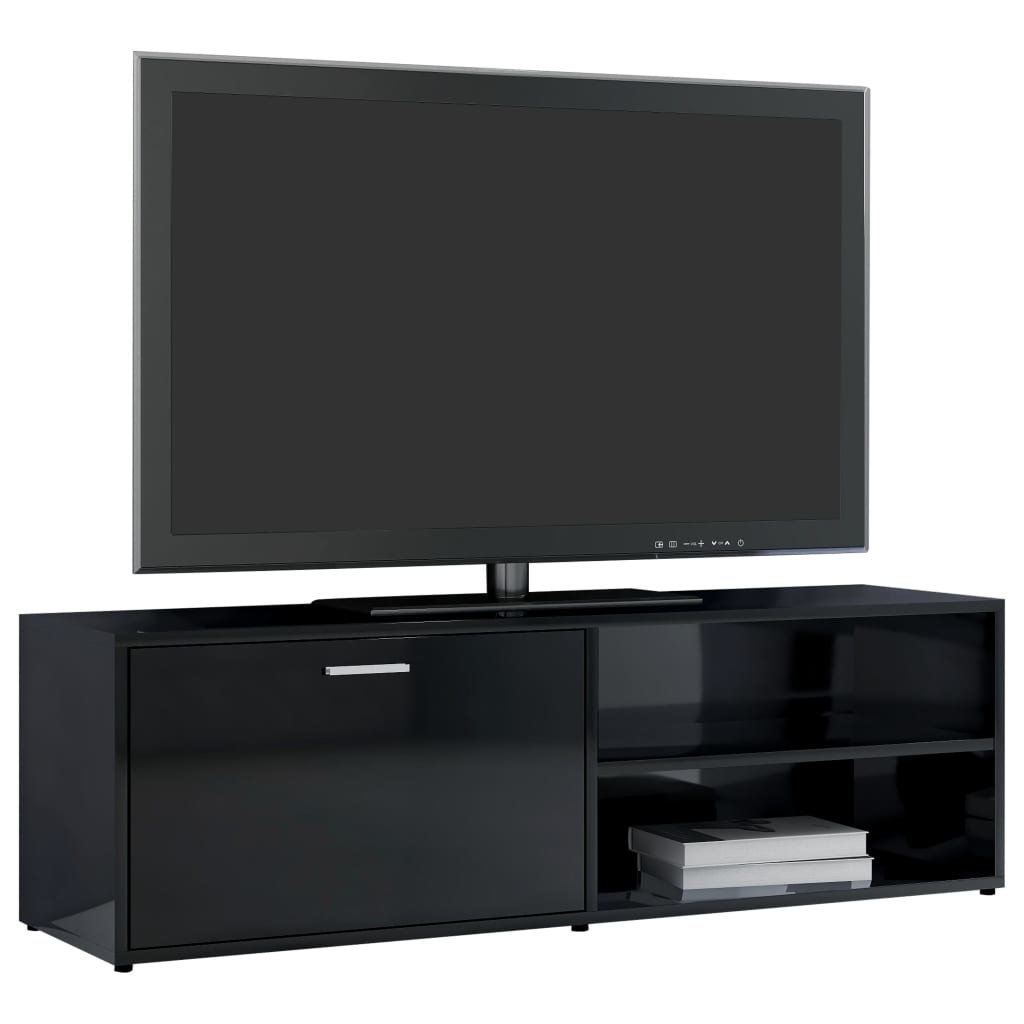 Tv-meubel 120x34x37 cm bewerkt hout hoogglans zwart
