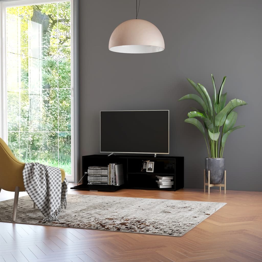 Tv-meubel 120x34x37 cm bewerkt hout hoogglans zwart