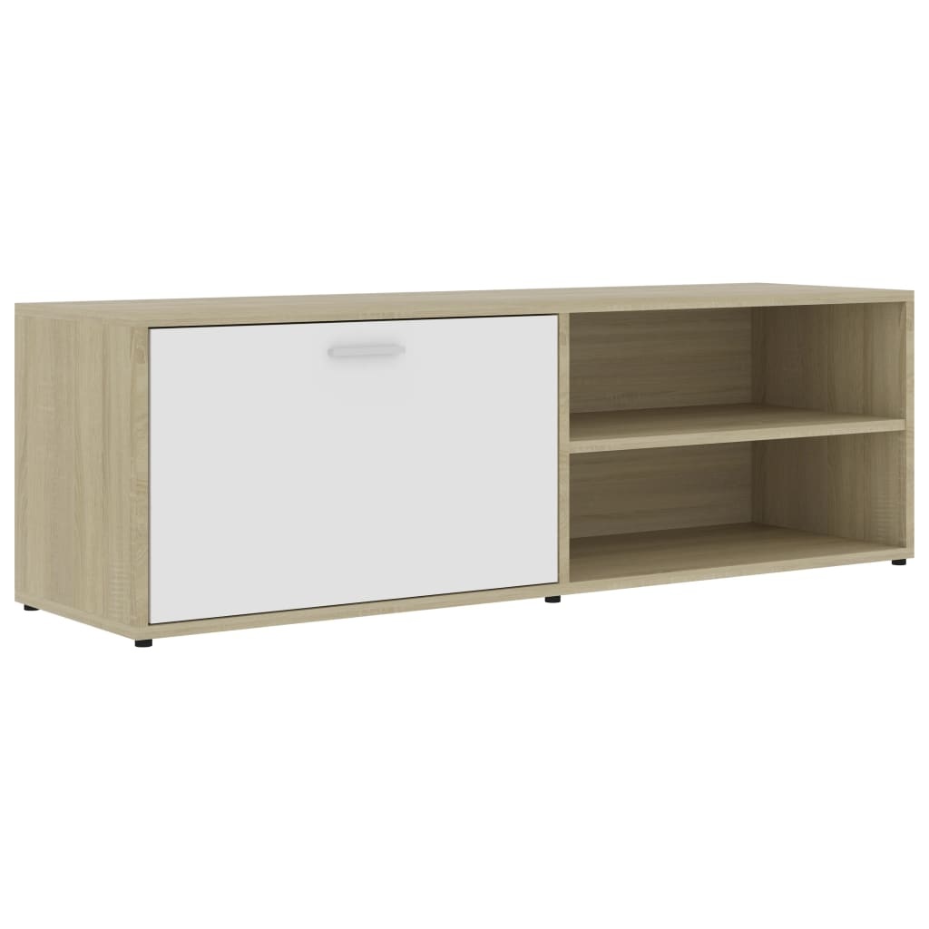 Tv-meubel 120x34x37 cm spaanplaat wit en sonoma eikenkleurig