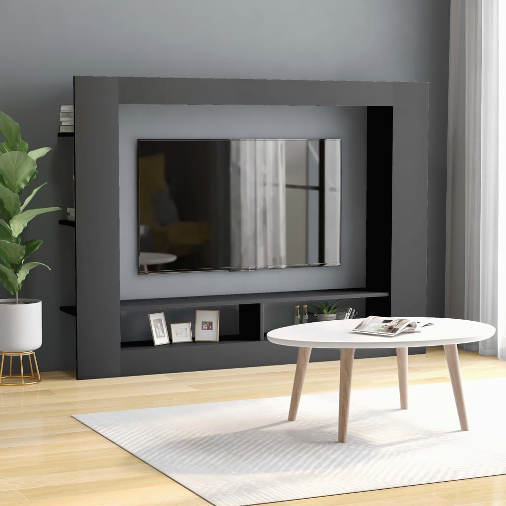 Tv-meubel 152x22x113 cm bewerkt hout grijs