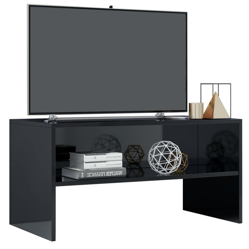 Tv-meubel 80x40x40 cm bewerkt hout hoogglans zwart