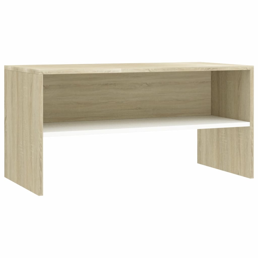 Tv-meubel 80x40x40 cm bewerkt hout wit en sonoma eikenkleurig