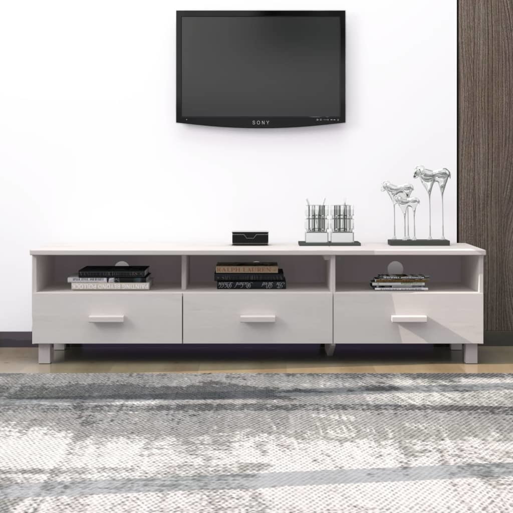 Tv-meubel HAMAR 158x40x40 cm massief grenenhout wit