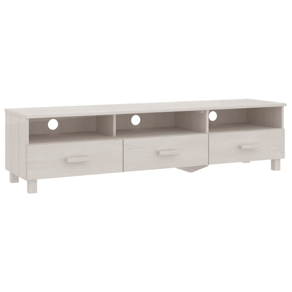 Tv-meubel HAMAR 158x40x40 cm massief grenenhout wit