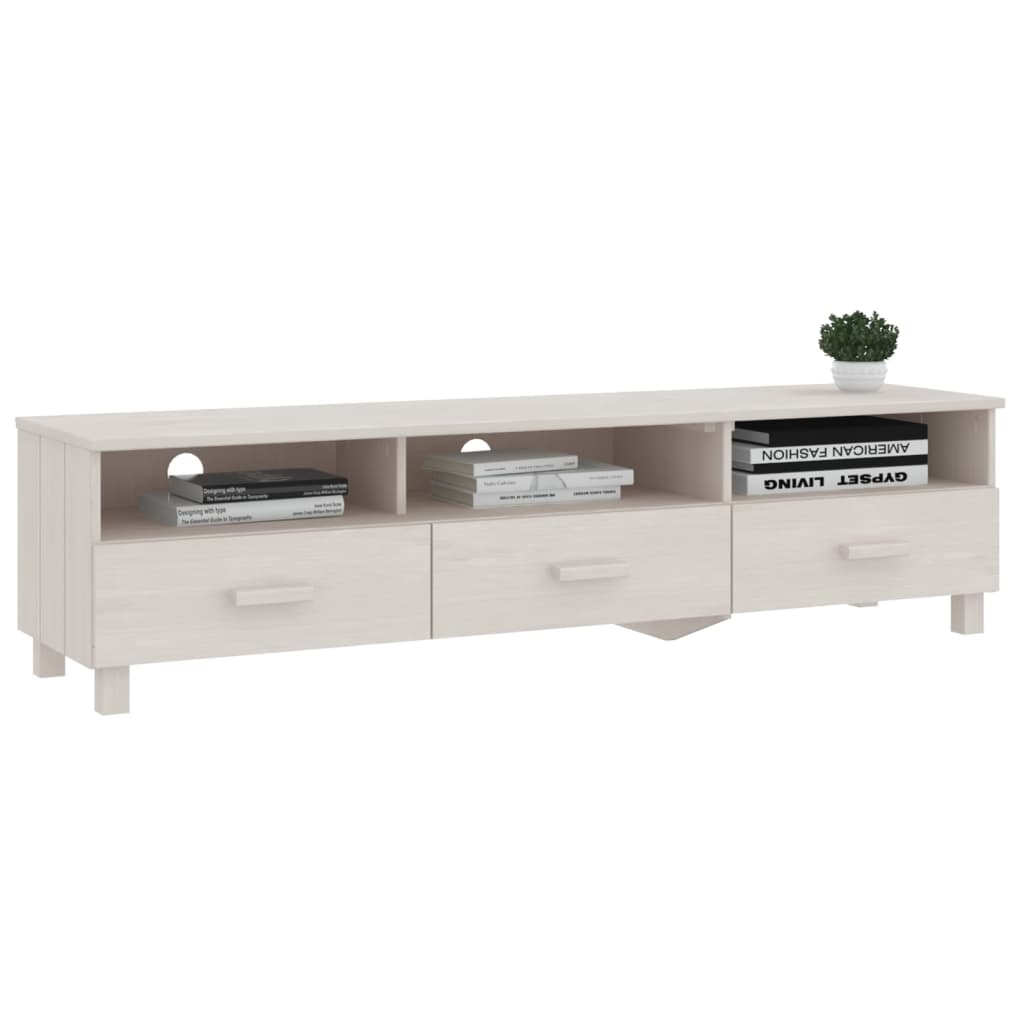 Tv-meubel HAMAR 158x40x40 cm massief grenenhout wit