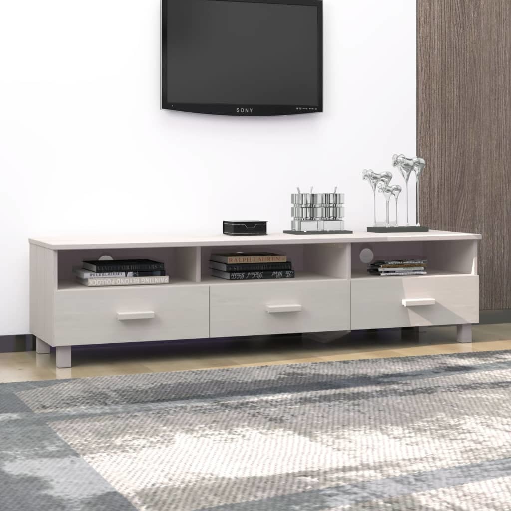 Tv-meubel HAMAR 158x40x40 cm massief grenenhout wit