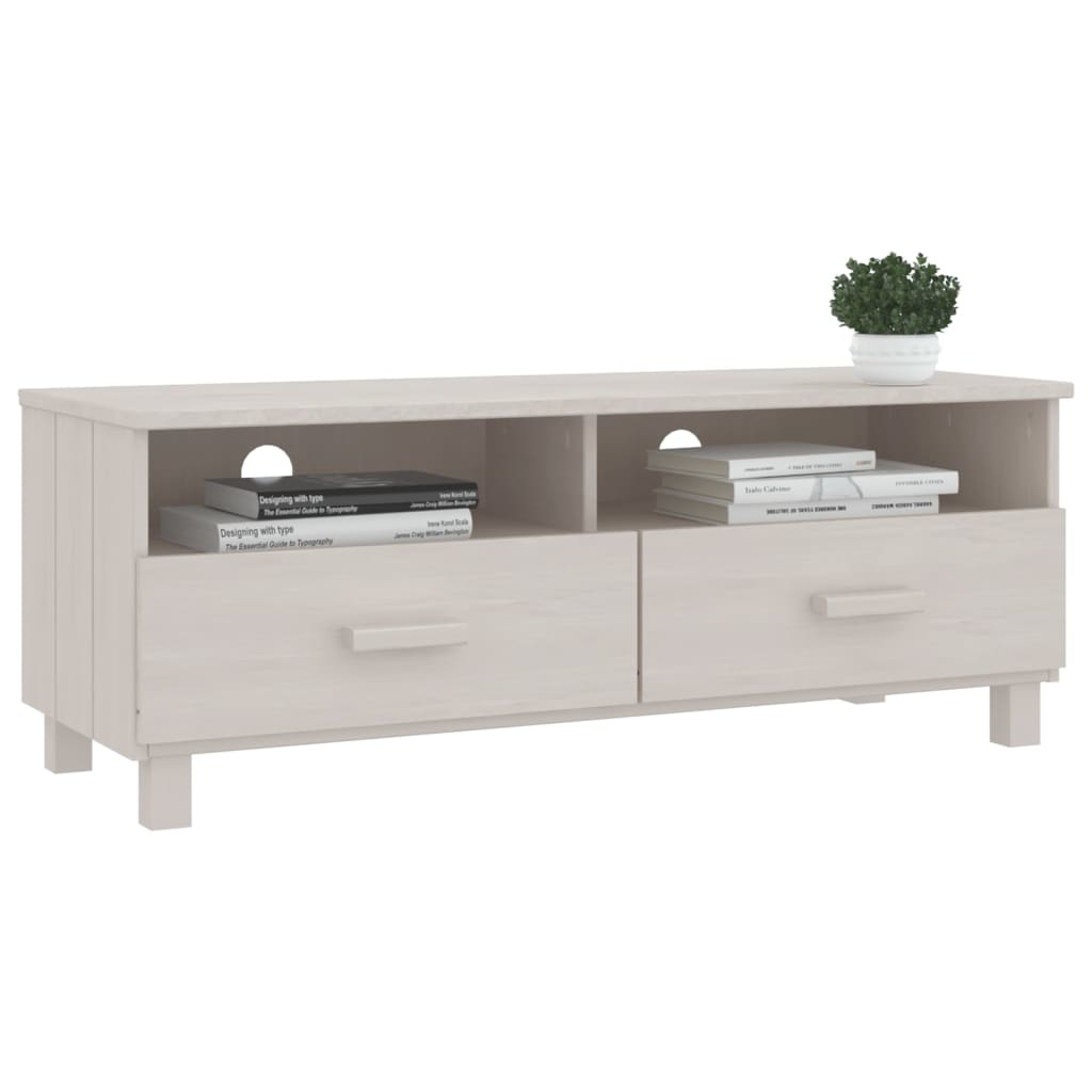 Tv-meubel HAMAR 106x40x40 cm massief grenenhout wit