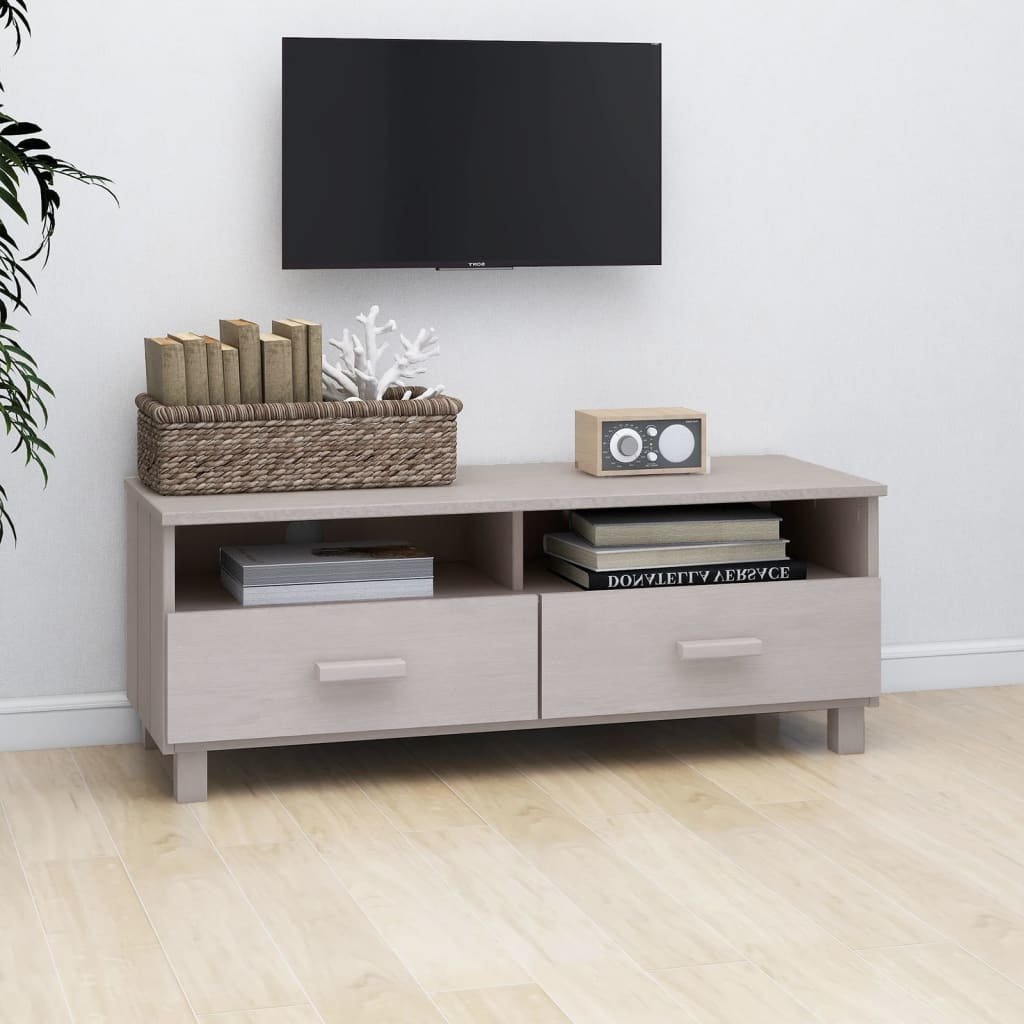 Tv-meubel HAMAR 106x40x40 cm massief grenenhout wit